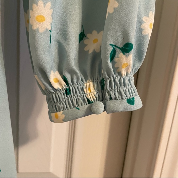 Kate Spade Dancing Aster Spring Floral Dress | Smocked Tie Waist | Pockets | 8 - Picture 9 of 14